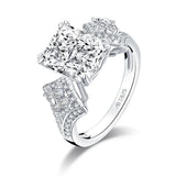 4.00ct Radiant Cut Vintage Diamond Engagement Ring, 925 Silver