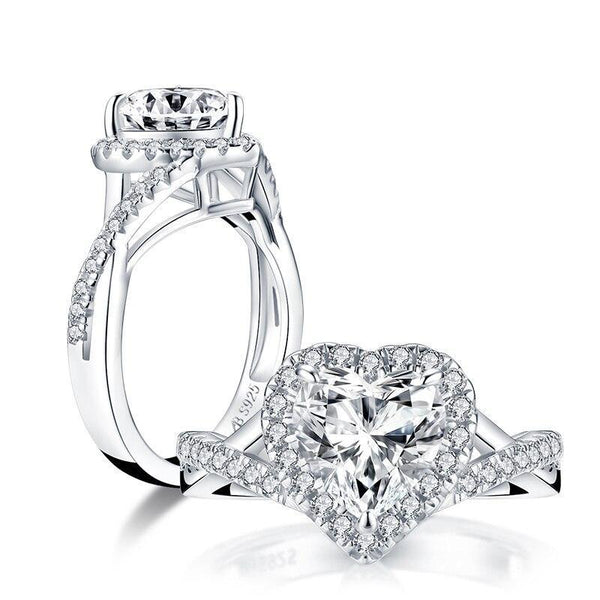 2.00ct Heart Cut Diamond Ring, Matching Band, Bridal Ring Set, 925 Sterling Silver