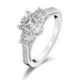 1.25ct Vintage 3 Stone Brilliant Cut Diamond Engagement Ring, 925 Silver