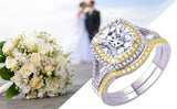 3.00ct Cushion Cut Halo Diamond Ring, Bridal Ring Set, 925 Sterling Silver