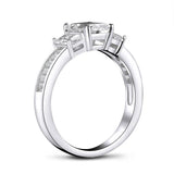 1.00ct Vintage Emerald Cut Diamond 3 stone Engagement Ring, 925 Silver