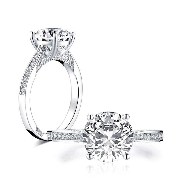 2.65ct Classic Brilliant Cut Diamond Engagement Ring, Vintage Design, 925 Silver