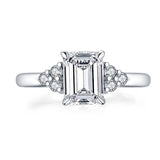 1.50ct Vintage Emerald Cut Diamond Engagement Ring, 925 Silver