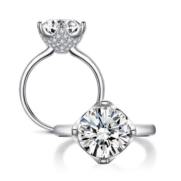 3.50ct Round Cut Diamond Engagement Ring, 925 Silver