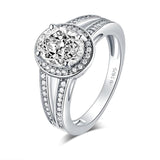 2.00ct Oval Cut Diamond Halo Engagement Ring, 925 Silver