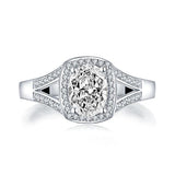 1.25ct Vintage Oval Cut, Diamond Halo Engagement Ring, 925 Silver