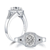 1.25ct Vintage Oval Cut, Diamond Halo Engagement Ring, 925 Silver