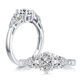 1.75ct Oval Cut Diamond 3 Stone Engagement Ring, 925 Silver