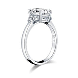 1.50ct Vintage Emerald Cut Diamond Engagement Ring, 925 Silver