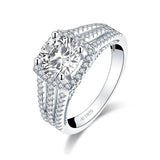 2.00ct Round Cut Diamond Halo Engagement Ring, 925 Silver