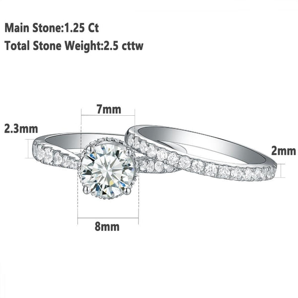 2.50ct Round Cut Halo Diamond Ring, Bridal Ring Set, 925 Sterling Silver