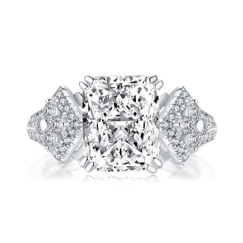 4.00ct Radiant Cut Vintage Diamond Engagement Ring, 925 Silver