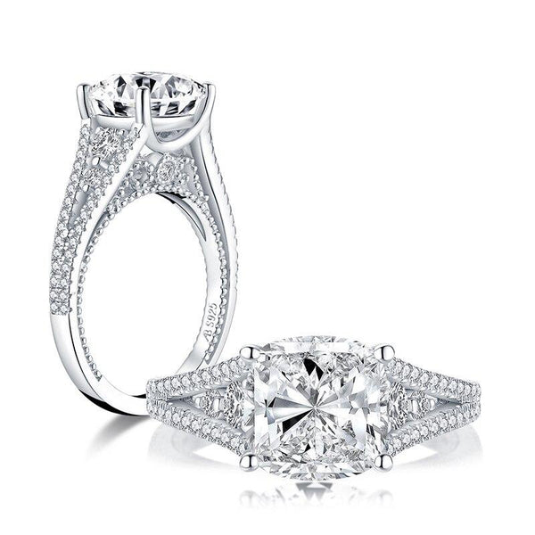 3.00ct Vintage Cushion Cut Diamond Engagement Ring, 925 Silver