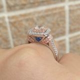 1.60ct Princess Cut Halo Diamond Ring, Bridal Ring Set, 925 Sterling Silver