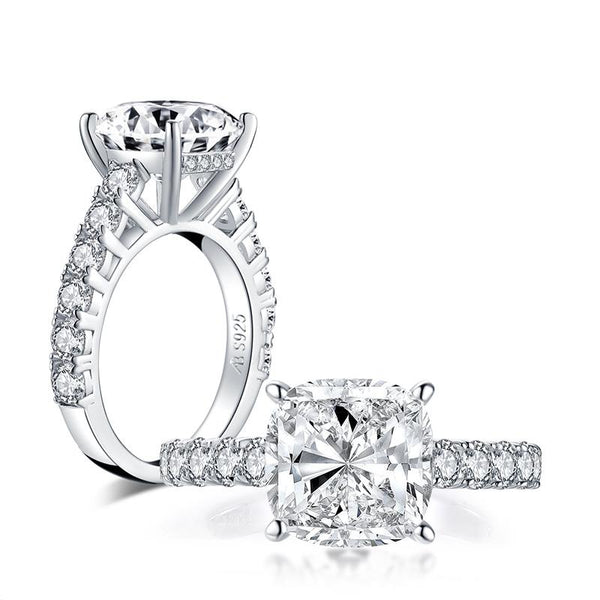 5.00ct Round Brilliant Cut Diamond Engagement Ring, 925 Silver