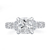 3.00ct Cushion Cut Vintage Diamond Engagement Ring, 925 Silver