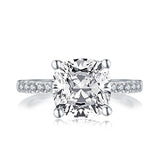 3.25ct Cushion Cut Diamond Engagement Ring, 925 Silver