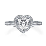 1.25ct Vintage Heart Shaped Diamond Halo, Engagement Ring, 925 Silver