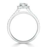 Lab-Diamond Pear Cut Engagement Ring, Classic Halo with Split Shank, Choose Your Stone Size and Metal