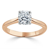 1.00ct Cushion Cut Moissanite Engagement Ring, Classic Style, Available in White Gold, Platinum, Rose Gold or Yellow Gold