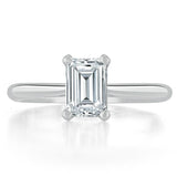 Lab-Diamond Emerald Cut Engagement Ring, Tiffany Style, Choose Your Stone Size and Metal