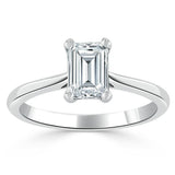Lab-Diamond Emerald Cut Engagement Ring, Tiffany Style, Choose Your Stone Size and Metal
