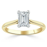 Lab-Diamond Emerald Cut Engagement Ring, Tiffany Style, Choose Your Stone Size and Metal