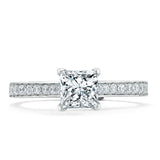 Lab-Diamond Princess Cut Engagement Ring, Classic Style, Choose Your Stone Size and Metal