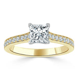 Lab-Diamond Princess Cut Engagement Ring, Classic Style, Choose Your Stone Size and Metal