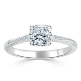Lab-Diamond Cushion Cut Engagement Ring, Classic Style, Choose Your Stone Size and Metal