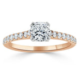 1.00ct Cushion Cut Moissanite Engagement Ring, Classic Style, Available in White Gold, Platinum, Rose Gold or Yellow Gold