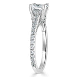 1.40ct Cushion Cut Moissanite Engagement Ring, Tiffany Style, Available in White Gold, Platinum, Rose Gold or Yellow Gold