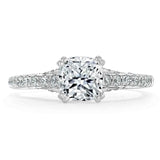 Lab-Diamond Cushion Cut Engagement Ring, Tiffany Style, Choose Your Stone Size and Metal