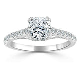 1.40ct Cushion Cut Moissanite Engagement Ring, Tiffany Style, Available in White Gold, Platinum, Rose Gold or Yellow Gold