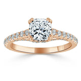 Lab-Diamond Cushion Cut Engagement Ring, Tiffany Style, Choose Your Stone Size and Metal