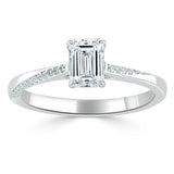 Lab-Diamond Emerald Cut Engagement Ring, Classic Style, Choose Your Stone Size and Metal