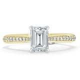 1.00ct Emerald Cut Moissanite Engagement Ring, Classic Style, Available in White Gold, Platinum, Rose Gold or Yellow Gold
