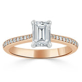 1.00ct Emerald Cut Moissanite Engagement Ring, Classic Style, Available in White Gold, Platinum, Rose Gold or Yellow Gold