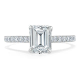 Lab-Diamond Emerald Cut Engagement Ring, Classic Style, Choose Your Stone Size and Metal