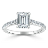 1.00ct Emerald Cut Moissanite Engagement Ring, Classic Style, Available in White Gold, Platinum, Rose Gold or Yellow Gold