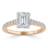 1.00ct Emerald Cut Moissanite Engagement Ring, Classic Style, Available in White Gold, Platinum, Rose Gold or Yellow Gold