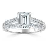Lab-Diamond Emerald Cut Engagement Ring, Split Shank, Choose Your Stone Size and Metal