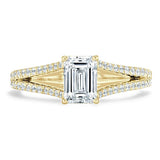 Lab-Diamond Emerald Cut Engagement Ring, Split Shank, Choose Your Stone Size and Metal