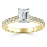 Lab-Diamond Emerald Cut Engagement Ring, Classic Style, Choose Your Stone Size and Metal