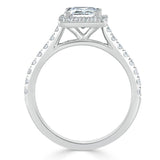 1.40ct Princess Cut Moissanite Engagement Ring, Classic Halo, Available in White Gold, Platinum, Rose Gold or Yellow Gold