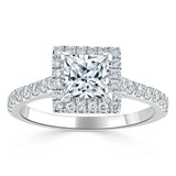 Lab-Diamond Princess Cut Engagement Ring, Classic Halo, Choose Your Stone Size and Metal