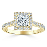 Lab-Diamond Princess Cut Engagement Ring, Classic Halo, Choose Your Stone Size and Metal