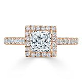 1.40ct Princess Cut Moissanite Engagement Ring, Classic Halo, Available in White Gold, Platinum, Rose Gold or Yellow Gold