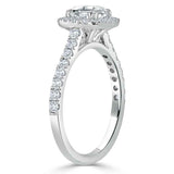 Lab-Diamond Cushion Cut Halo Engagement Ring, Tiffany Style, Choose Your Stone Size and Metal