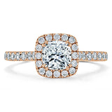 1.40ct Cushion Cut Moissanite Halo Engagement Ring, Tiffany Style, Available in White Gold, Platinum, Rose Gold or Yellow Gold